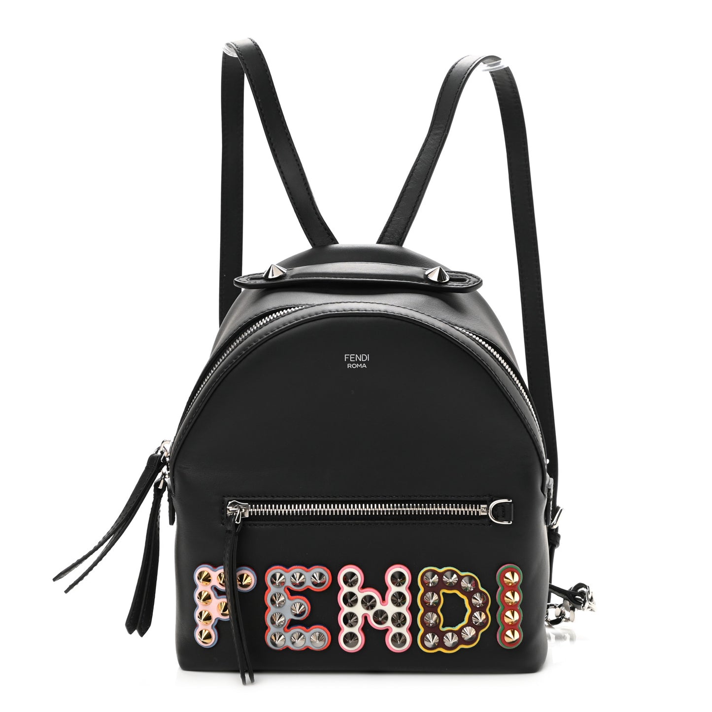 Vitello Century Fun Fair Metal Studded Mini Backpack Black Multicolor