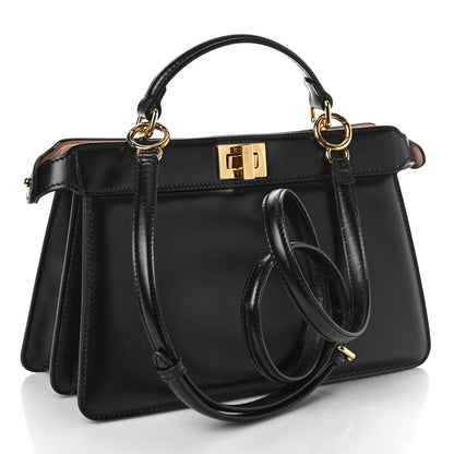 Fendi Vitello King Luxor Shiny Nappa Medium Peekaboo I SEE U East West Satchel Black Light Rose 3 of 8