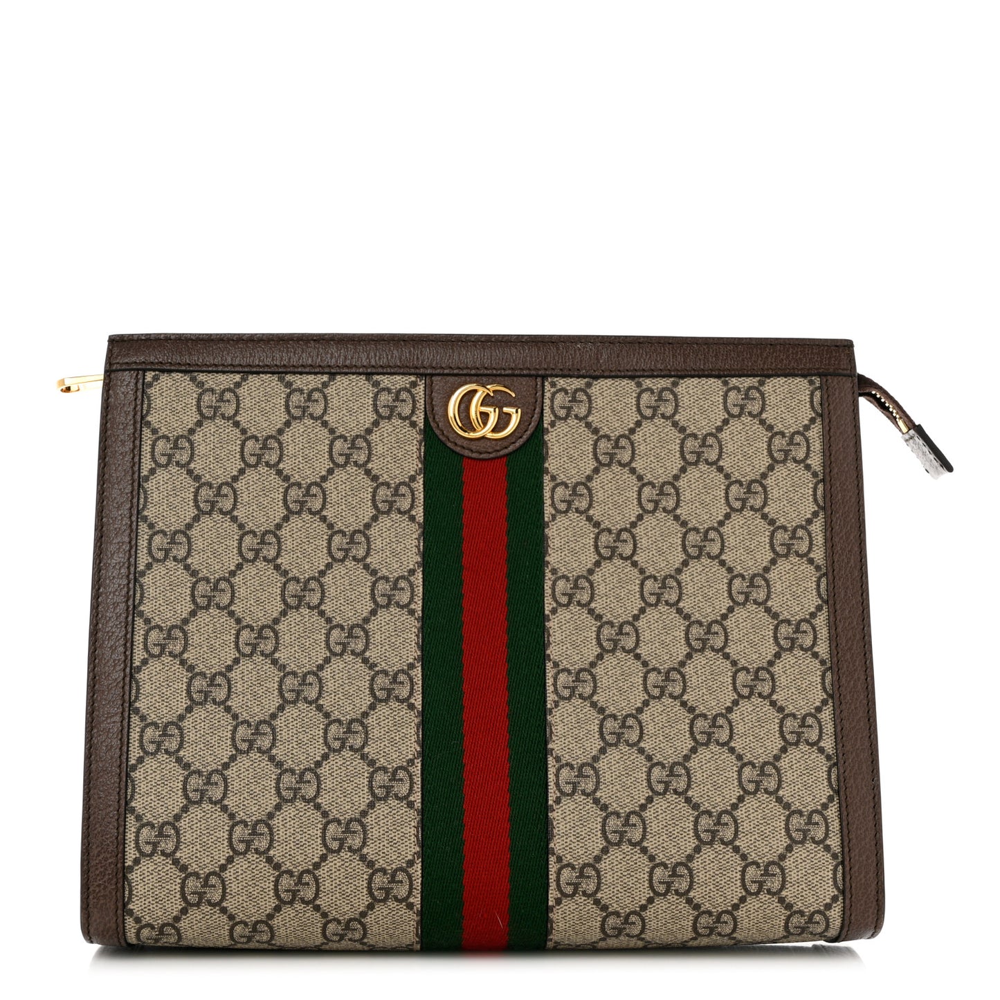GG Supreme Monogram Web Ophidia Pouch Brown
