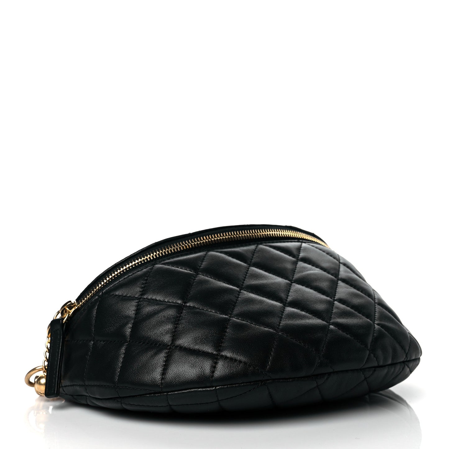 Lambskin Pearl Quilted CC Belt Bag Black