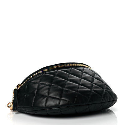 Chanel Lambskin Pearl Quilted CC Belt Bag Black 4 of 11