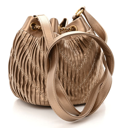 Chanel Metallic Lambskin Small Coco Pleats Drawstring Bag Gold 3 of 10
