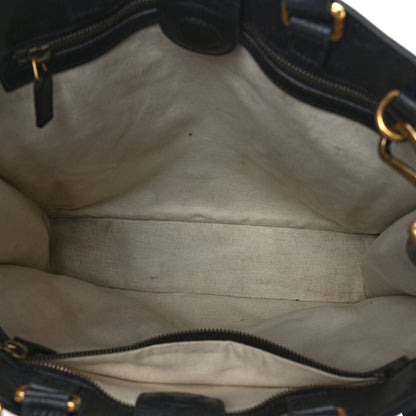 Gucci Grained Calfskin Bee Star Vertical Tote Black 5 of 9