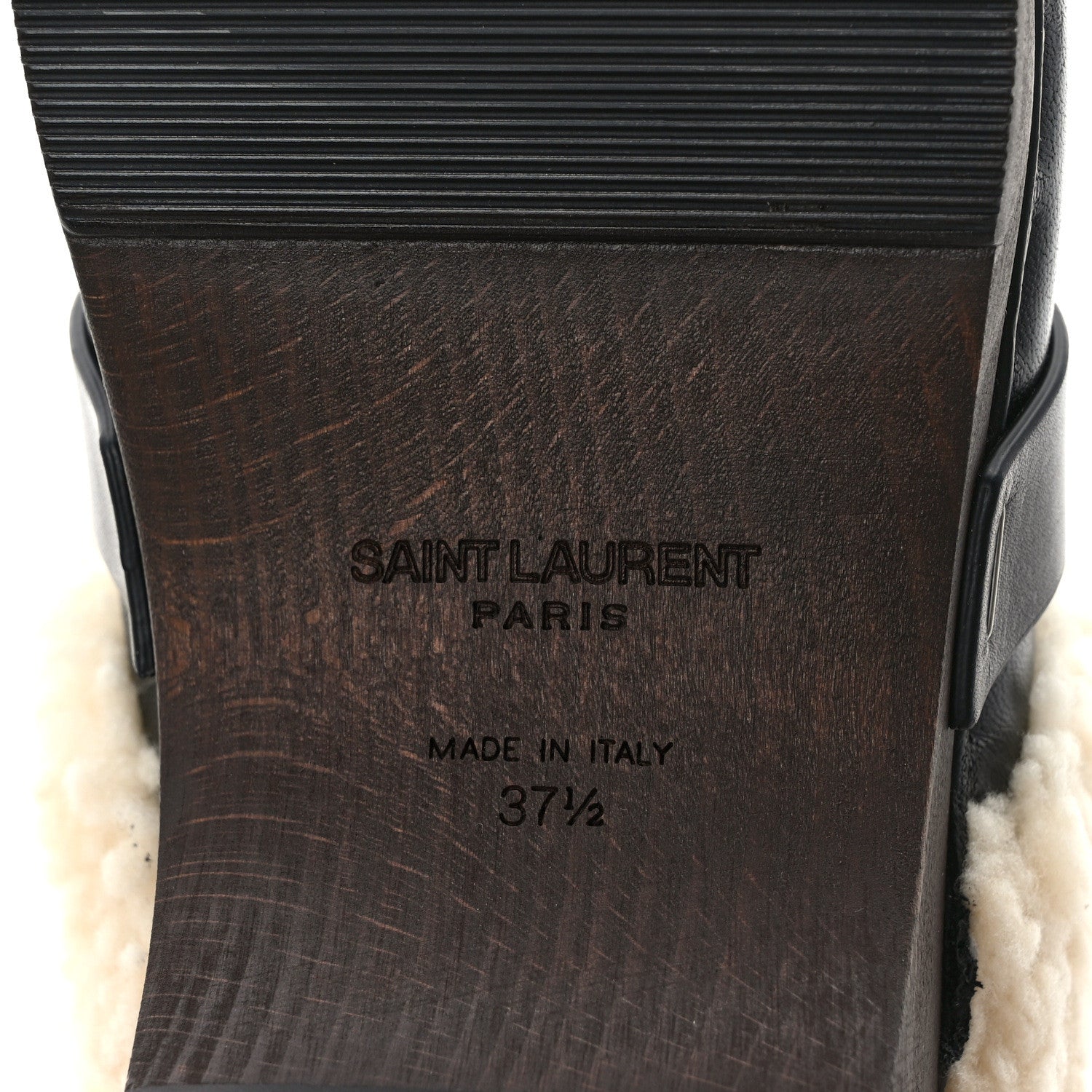 Saint Laurent Calfskin Shearling Toff 15 Clogs 37.5 Black 6 of 6
