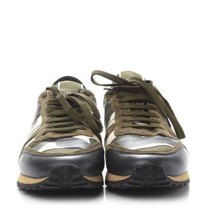 Valentino Garavani Nappa Suede Camouflage Mens Rockrunner Sneakers 42 Multicolor 2 of 9