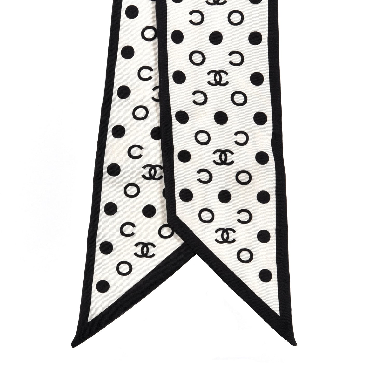 Silk CC Twilly Hair Tie Ivory Black