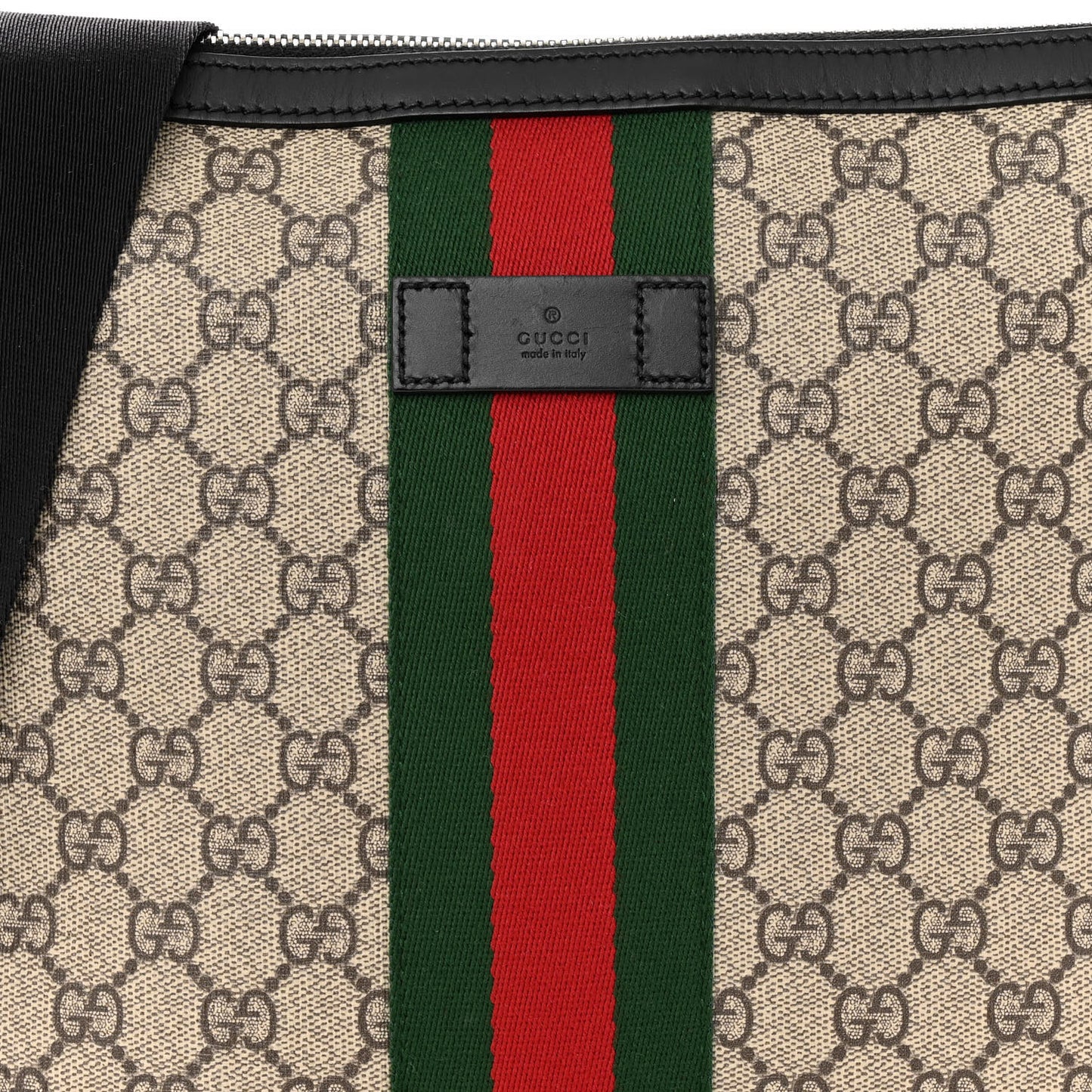 GG Supreme Monogram Web Messenger Bag Black