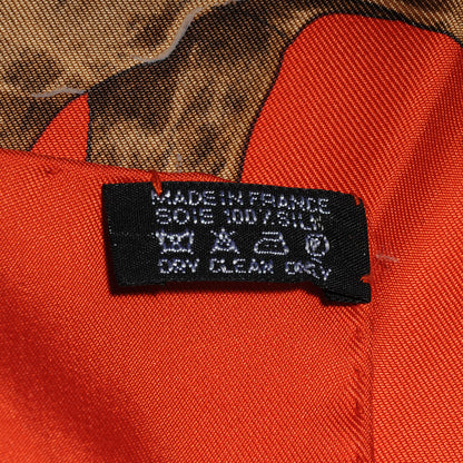 Hermes Silk La Ronde Des Jockeys Scarf 90 Orange 5 of 5