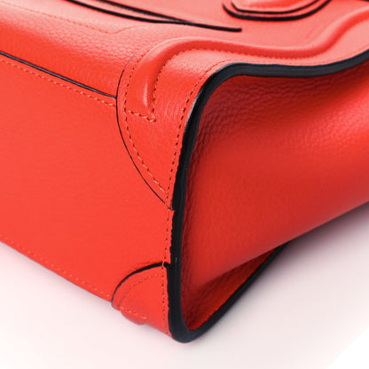 Celine Drummed Calfskin Nano Luggage Coquelicot 10 of 13
