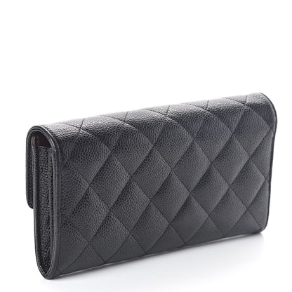 Chanel Caviar Quilted Large Gusset Flap Wallet Black 3 of 12