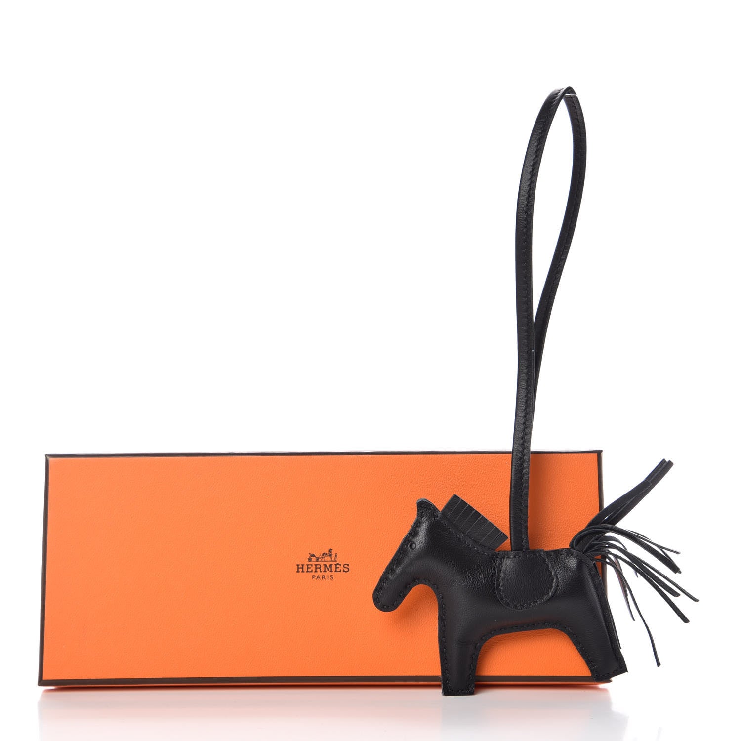 Hermes Milo Lambskin Grigri Rodeo Horse Bag Charm PM So Black 5 of 5