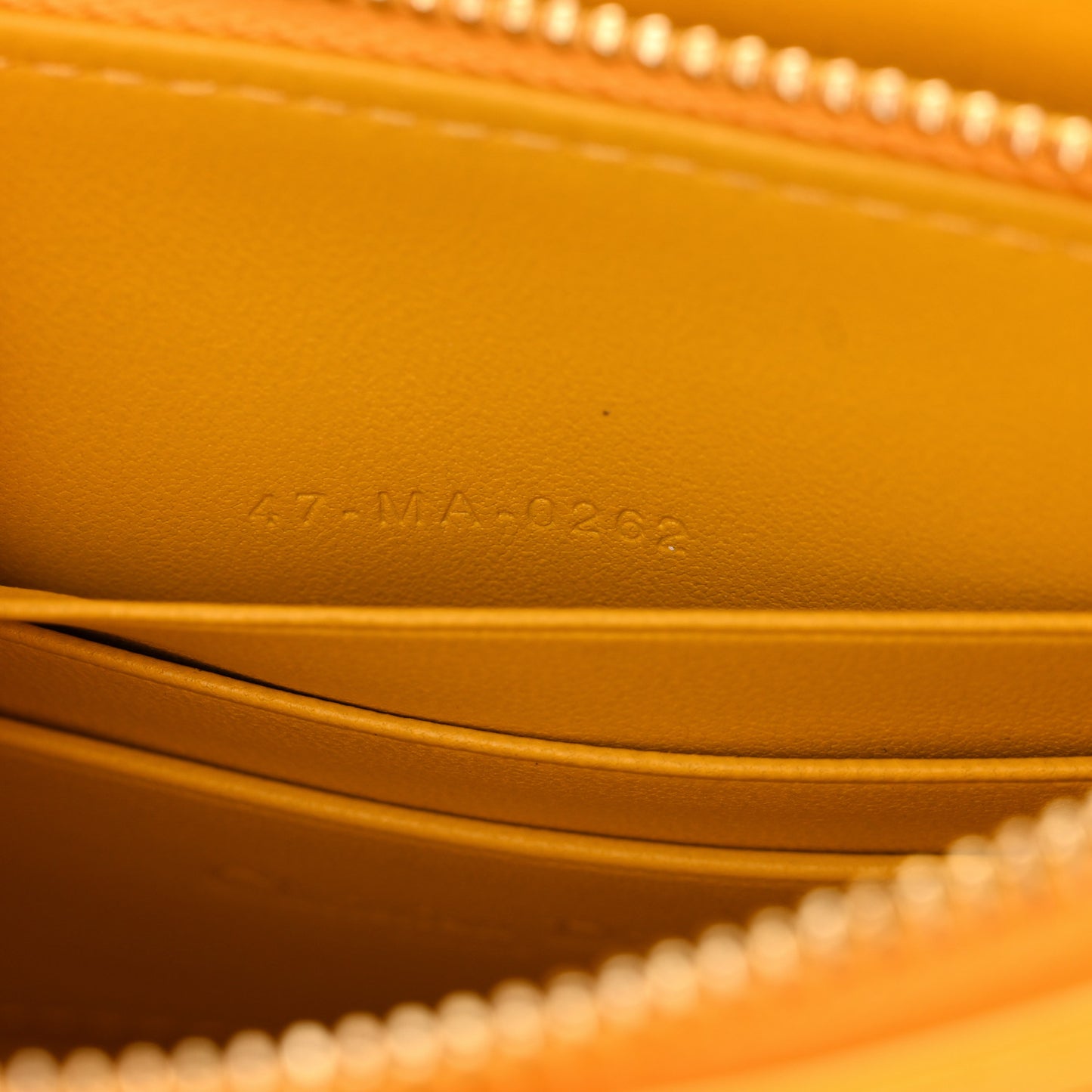 Calfskin Cannage Caro Zipped Pouch With Chain Sunny Yellow