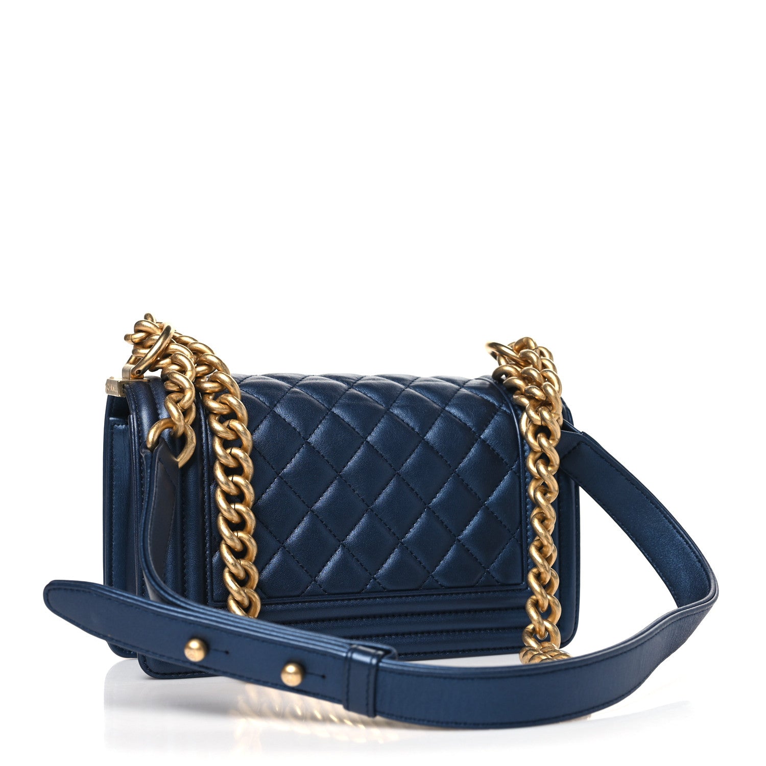 Chanel Metallic Calfskin Quilted Small Boy Flap Blue 3 of 10