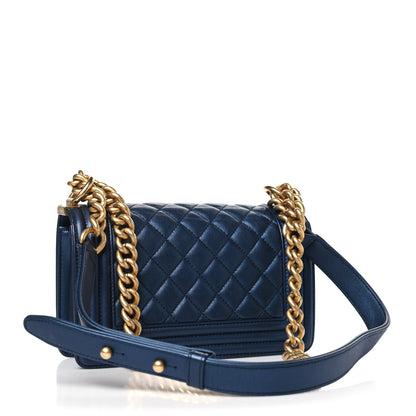 Chanel Metallic Calfskin Quilted Small Boy Flap Blue 3 of 10