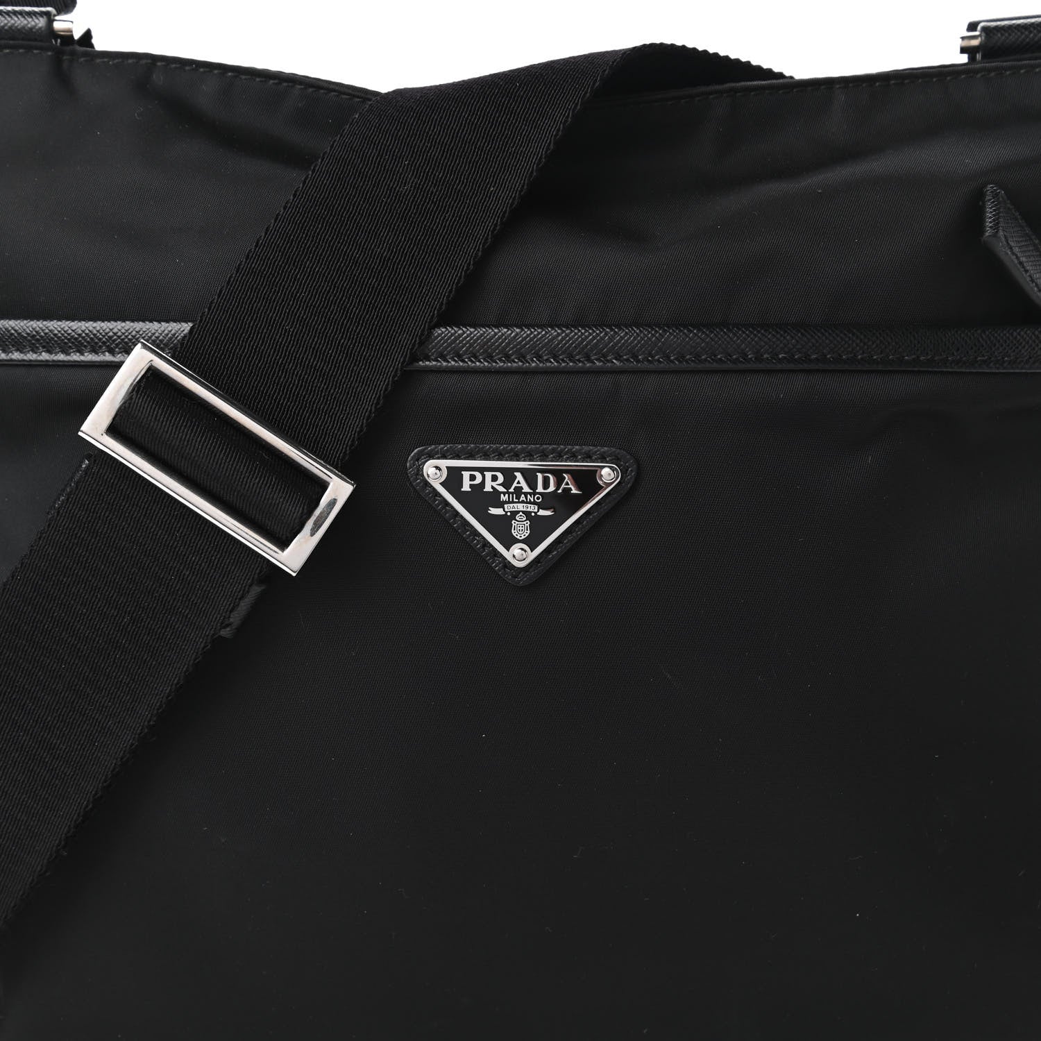 Prada Tessuto Nylon Saffiano Flat Messenger Bag Black 10 of 10