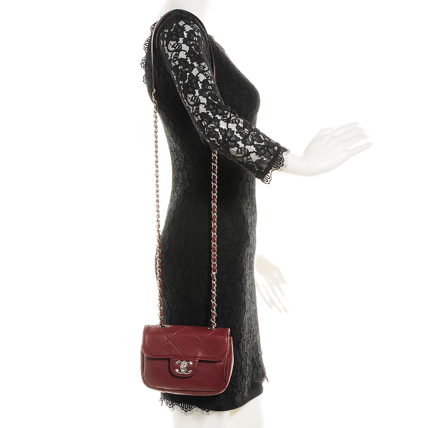 Lambskin Double Stitch Mini Flap Bordeaux