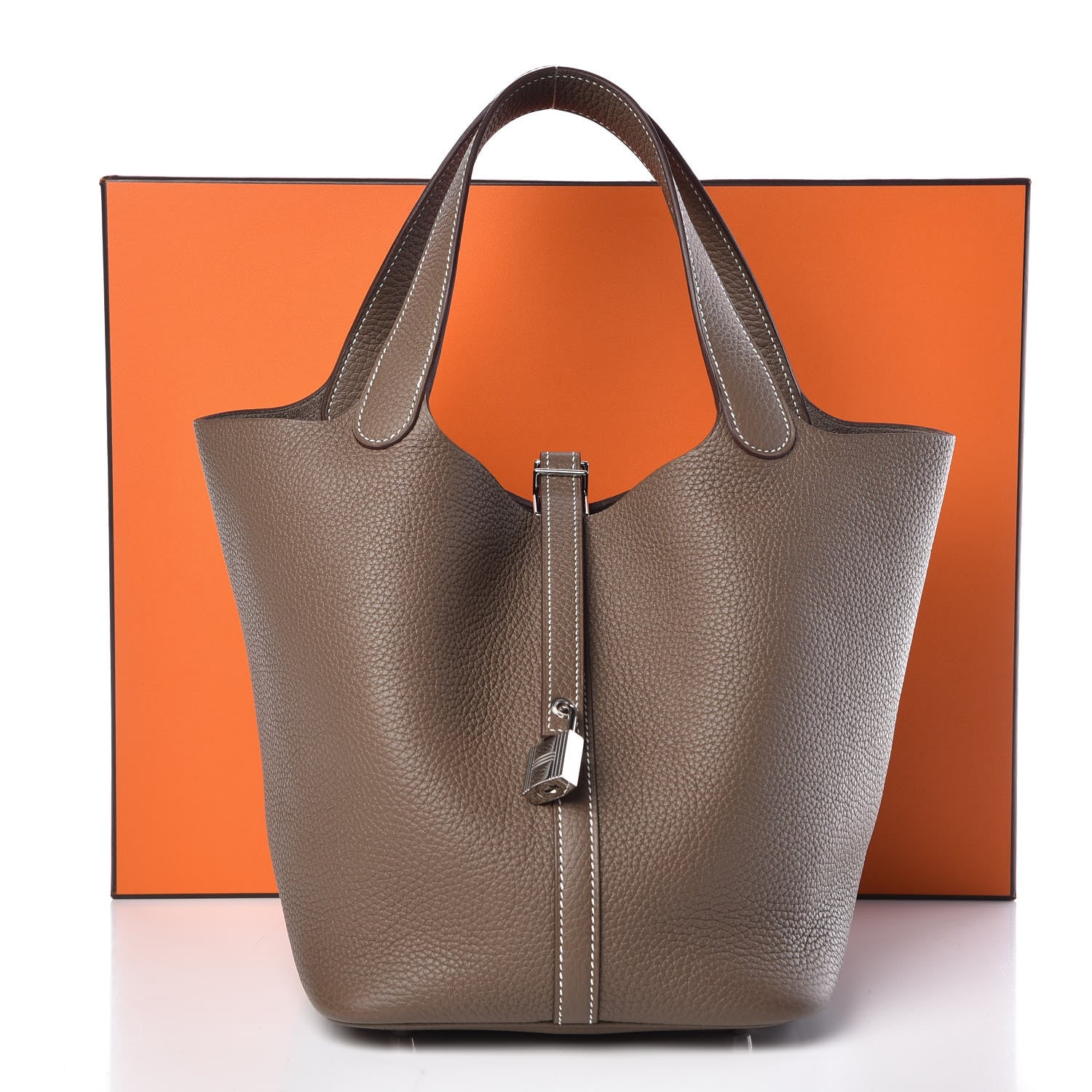 Hermes Taurillon Clemence Picotin Lock 22 MM Etoupe 12 of 12
