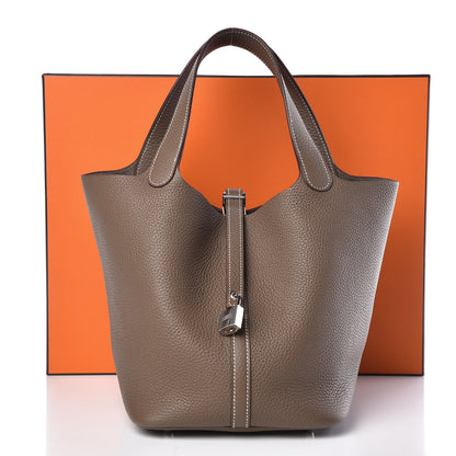 Hermes Taurillon Clemence Picotin Lock 22 MM Etoupe 12 of 12
