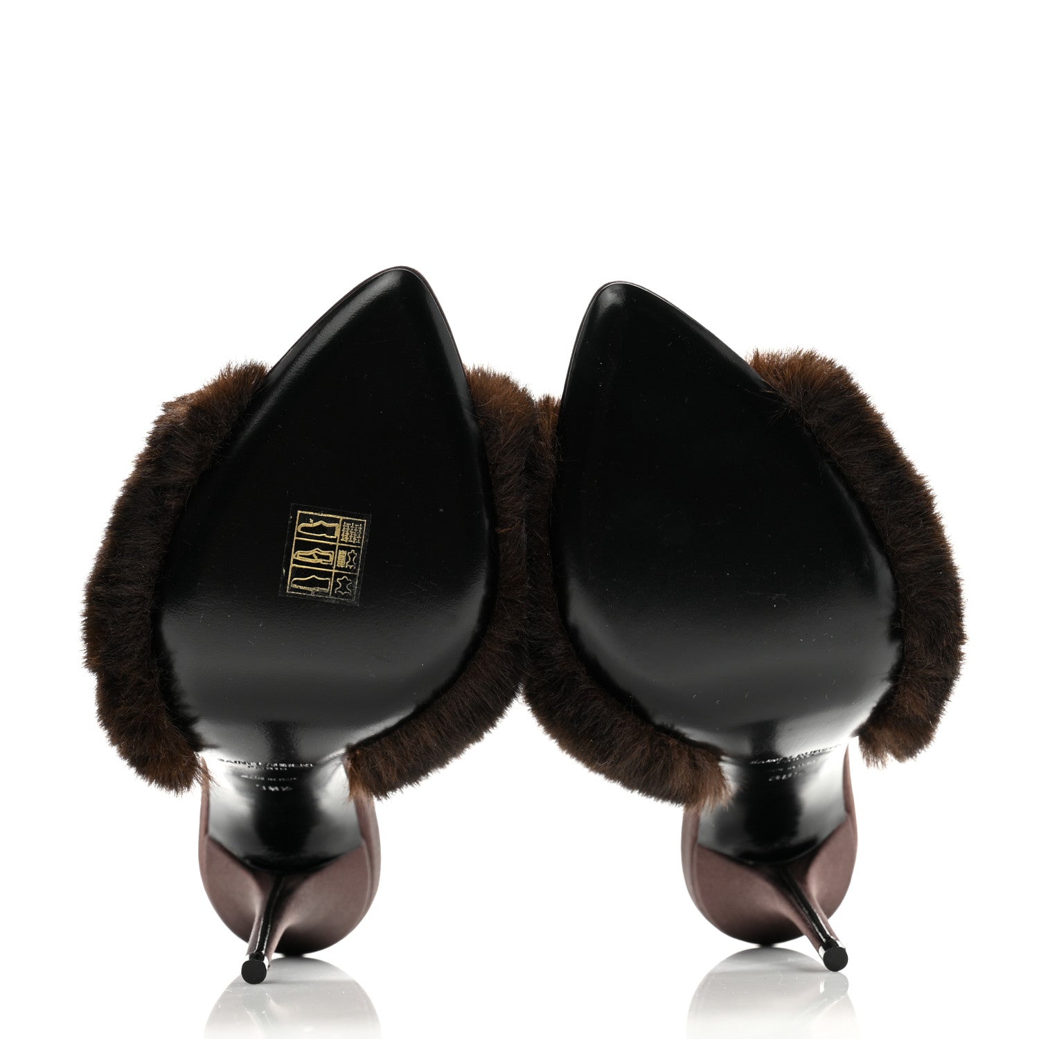 Saint Laurent Faux Fur La 16 Mule Sandals 38.5 Burgundy 5 of 8