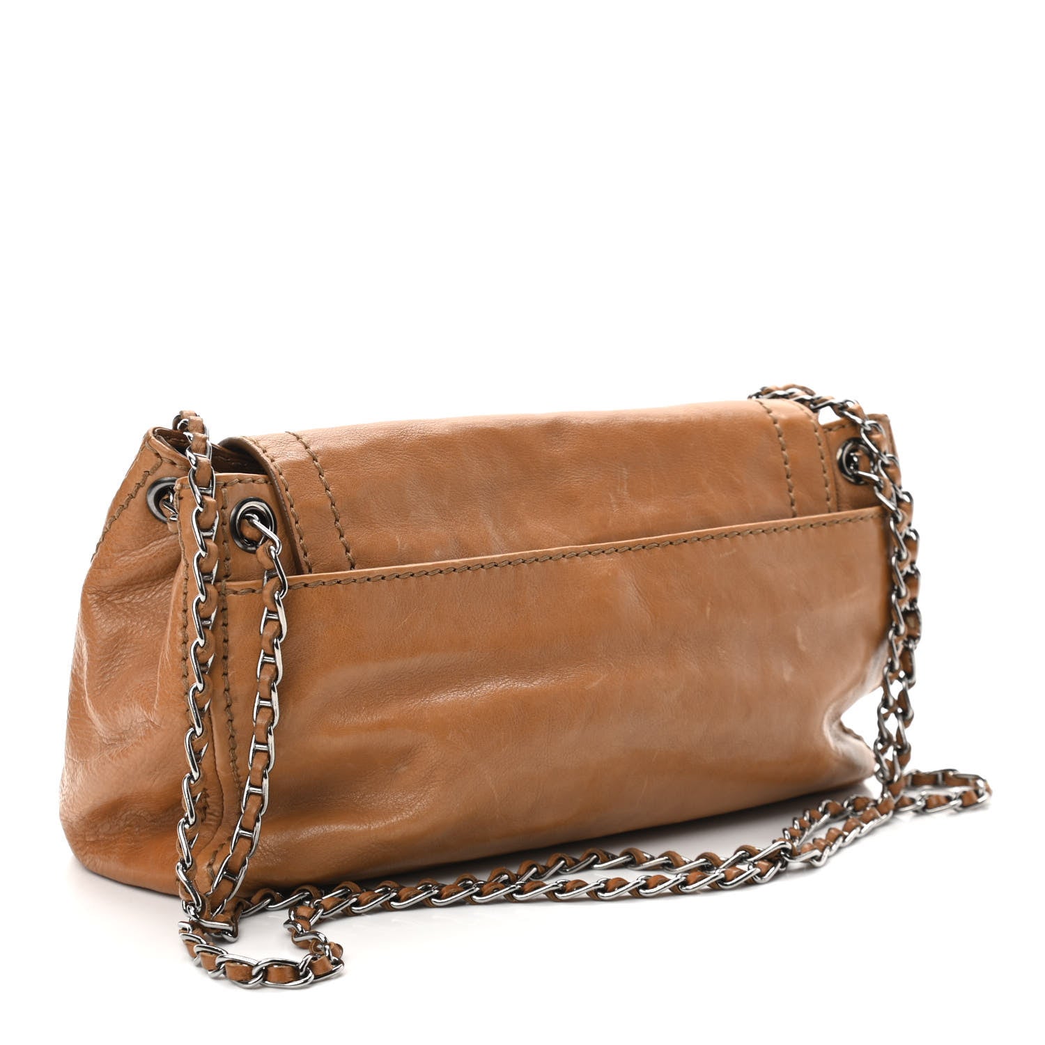 Prada Vitello Phenix Flap Chain Bag Brown 3 of 17