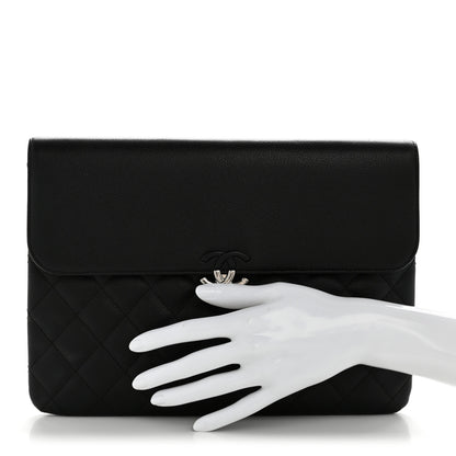 Chanel Grained Calfskin Quilted CC Box Pouch Black 2 of 12