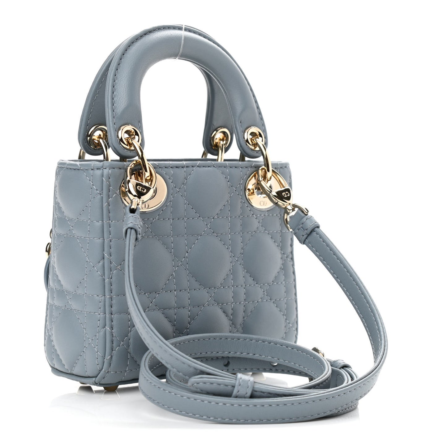 Lambskin Cannage Micro Lady Dior Cloud Blue