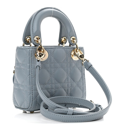 Christian Dior Lambskin Cannage Micro Lady Dior Cloud Blue 3 of 11