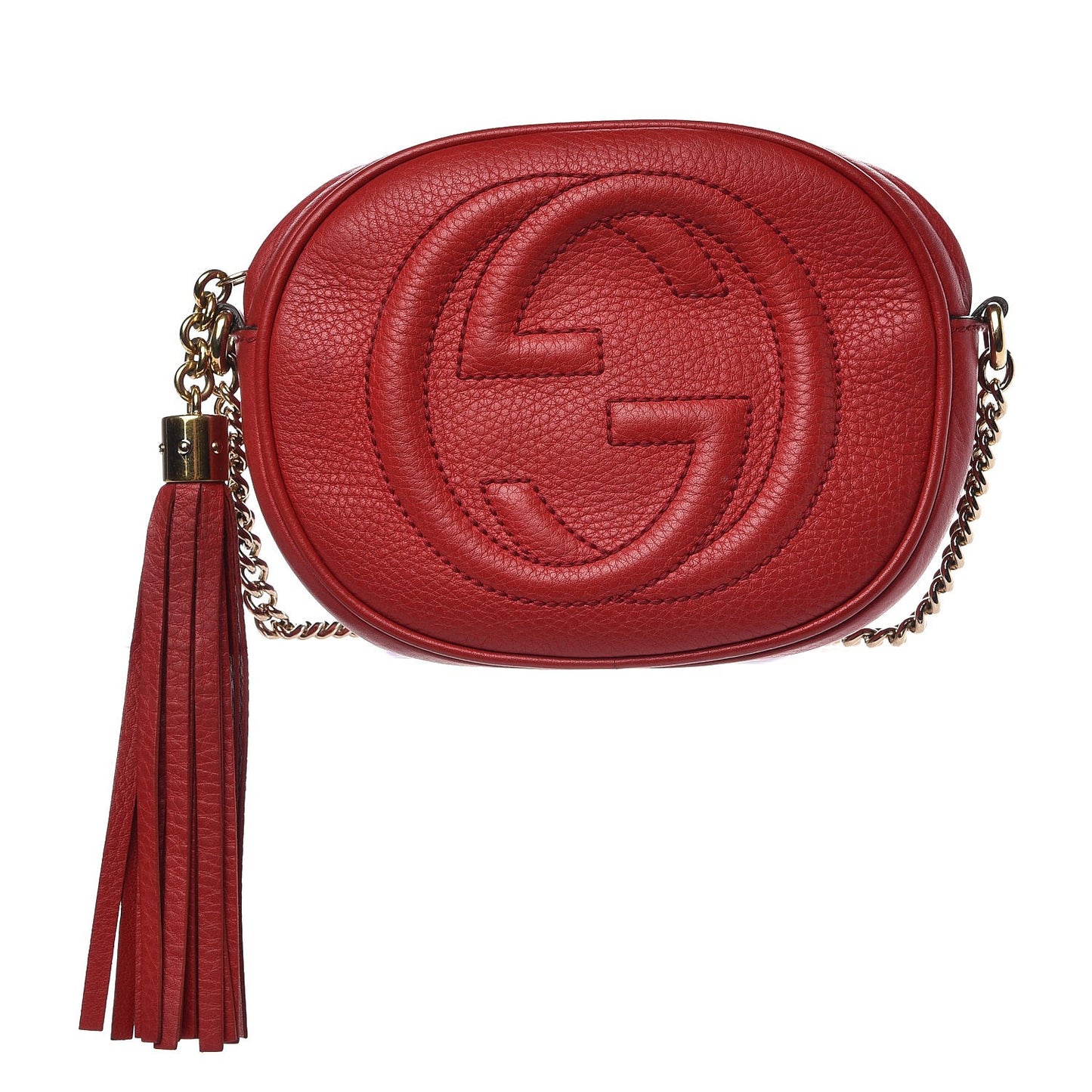 Pebbled Calfskin Mini Soho Chain Bag Tabasco Red