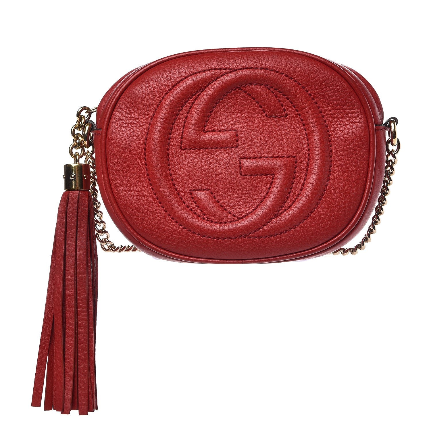 Gucci Pebbled Calfskin Mini Soho Chain Bag Tabasco Red 1 of 10