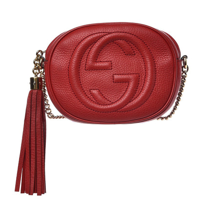 Gucci Pebbled Calfskin Mini Soho Chain Bag Tabasco Red 1 of 10
