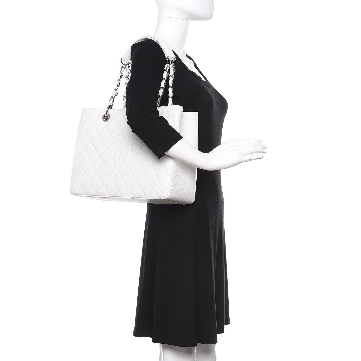 Chanel Caviar Quilted Grand Shopping Tote GST White 2 of 11