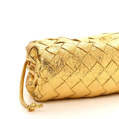 Bottega Veneta Metallic Nappa Intrecciato The Mini Pouch Gold 10 of 12