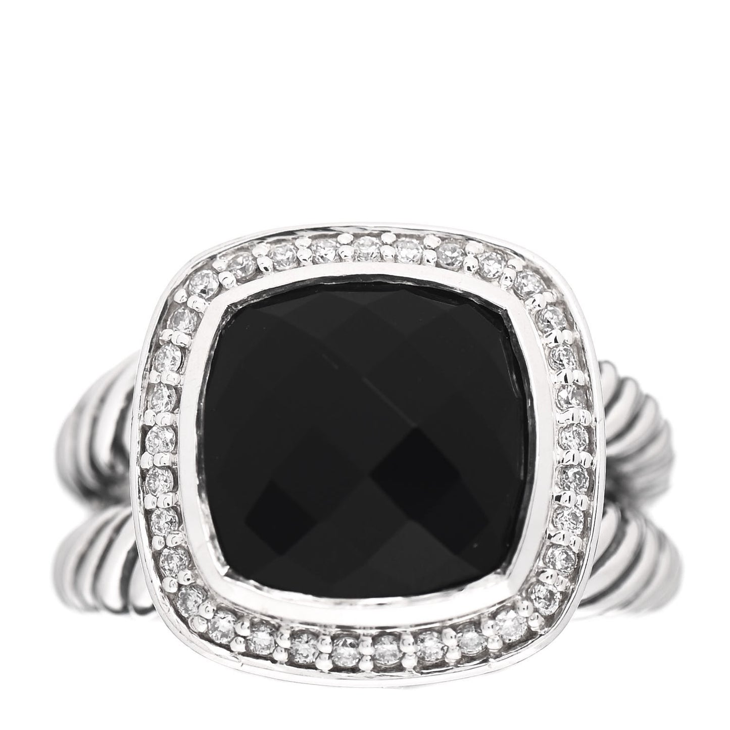 Sterling Silver Diamond Black Onyx 11mm Albion Ring 54 7
