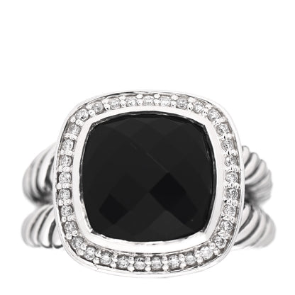 David Yurman Sterling Silver Diamond Black Onyx 11mm Albion Ring 54 7 1 of 5