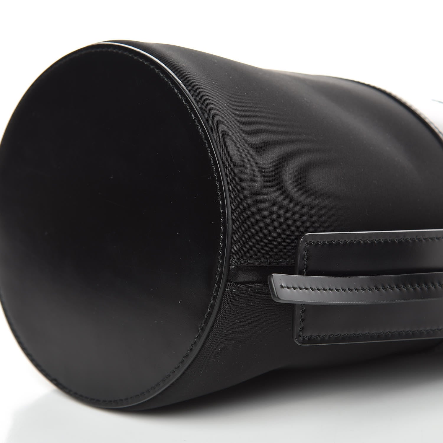 Prada Calfskin Tessuto Nylon Ouverture Bucket Bag Black 9 of 9