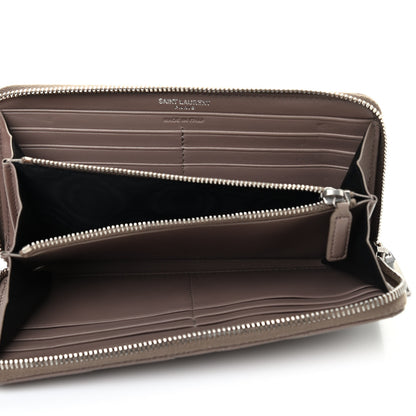 Saint Laurent Calfskin Matelasse Chevron Monogram Zip Around Wallet Mink 5 of 7