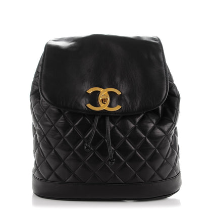 Chanel Lambskin Quilted Drawstring Backpack Black 1 of 10