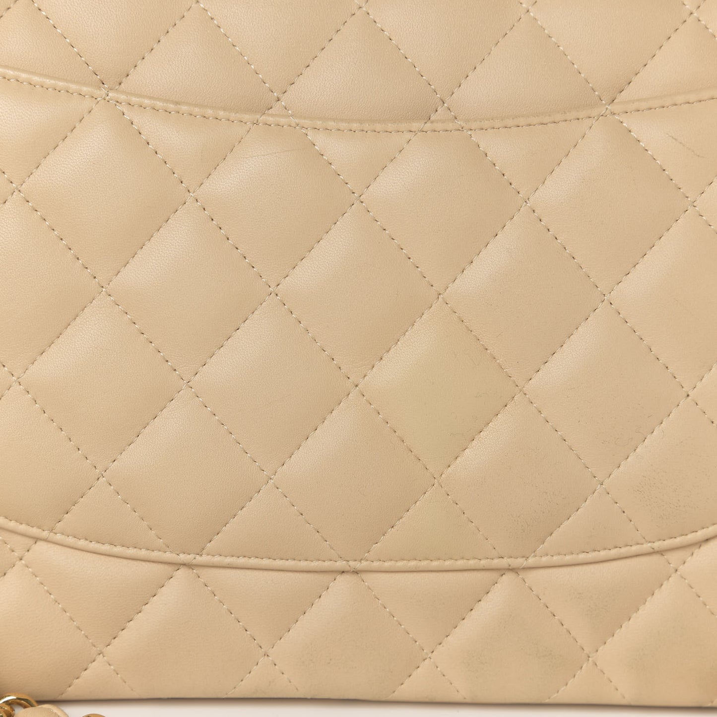 Lambskin Quilted Jumbo Double Flap Beige Clair