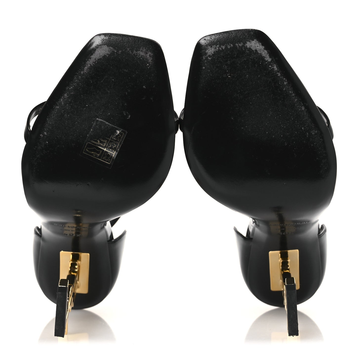 Patent Calfskin Opyum 110 Sandals 40.5 Black Gold