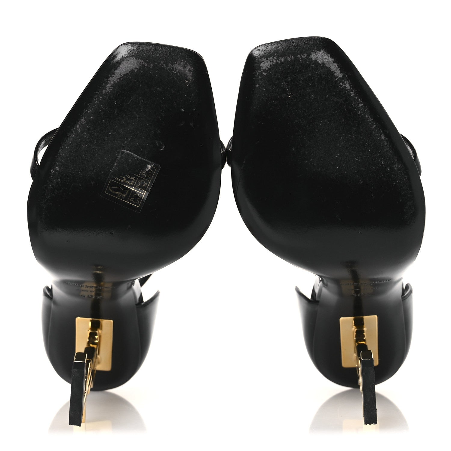 Saint Laurent Patent Calfskin Opyum 110 Sandals 40.5 Black Gold 7 of 12