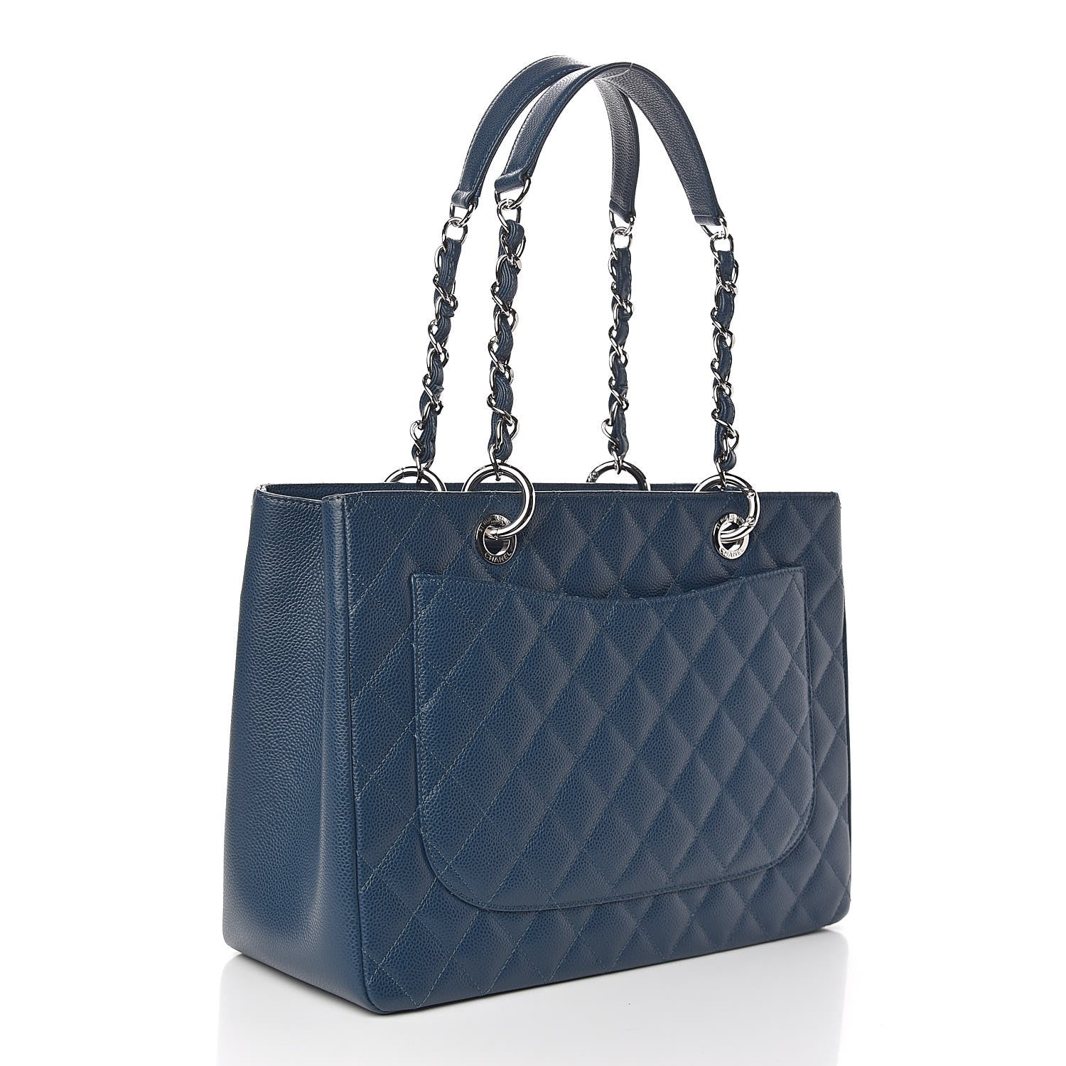 Chanel Caviar Quilted Grand Shopping Tote GST Dark Blue 3 of 11