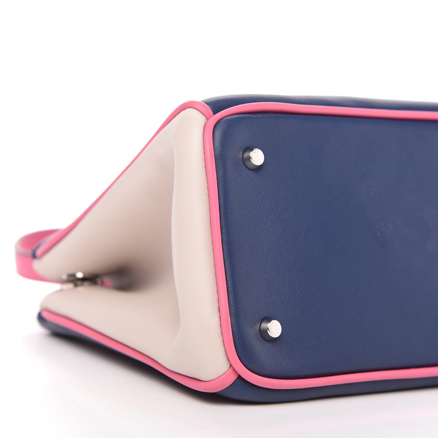 Smooth Calfskin Small Tri-Color Diorissimo Bag Navy Pink