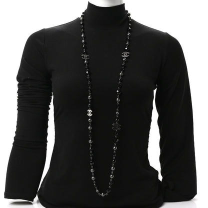 Chanel Ruthenium Beaded CC Long Necklace Black 2 of 4