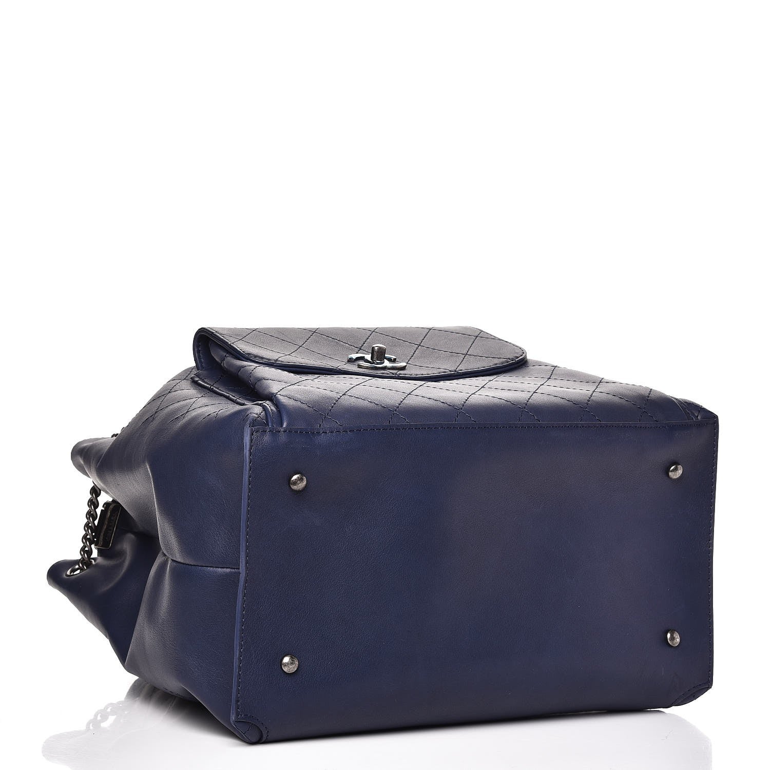 Chanel Calfskin Stitched Large Urban Luxury Drawstring Backpack Navy Blue 4 of 8