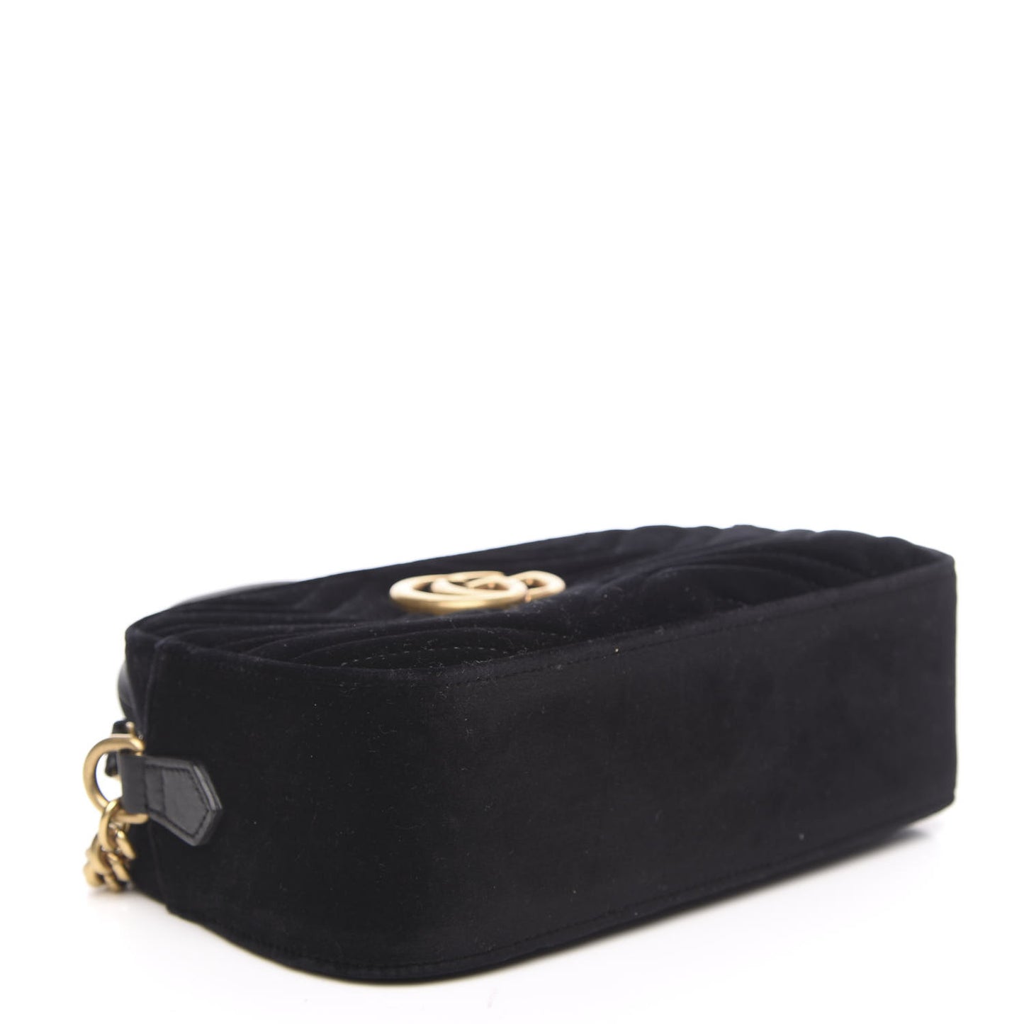 Velvet Matelasse Small GG Marmont Chain Shoulder Bag Black
