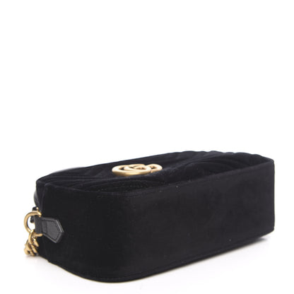 Gucci Velvet Matelasse Small GG Marmont Chain Shoulder Bag Black 4 of 10