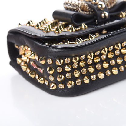 Christian Louboutin Calfskin Spikes Sweety Charity Crossbody Bag Black Gold 10 of 10