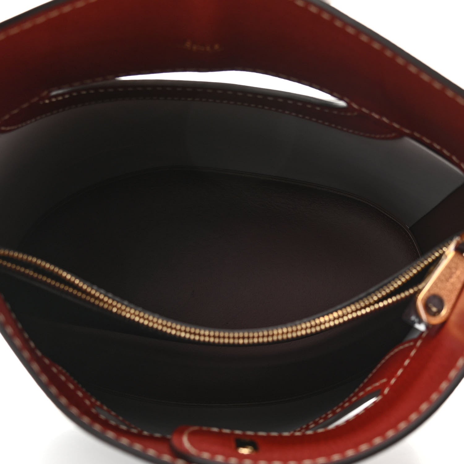 Chloe Shiny Calfskin Goatskin Medium Aby Bi-Color Bucket Bag Black 5 of 10
