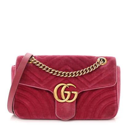 Gucci Velvet Matelasse Small GG Marmont Shoulder Bag Light Raspberry Rose 1 of 11