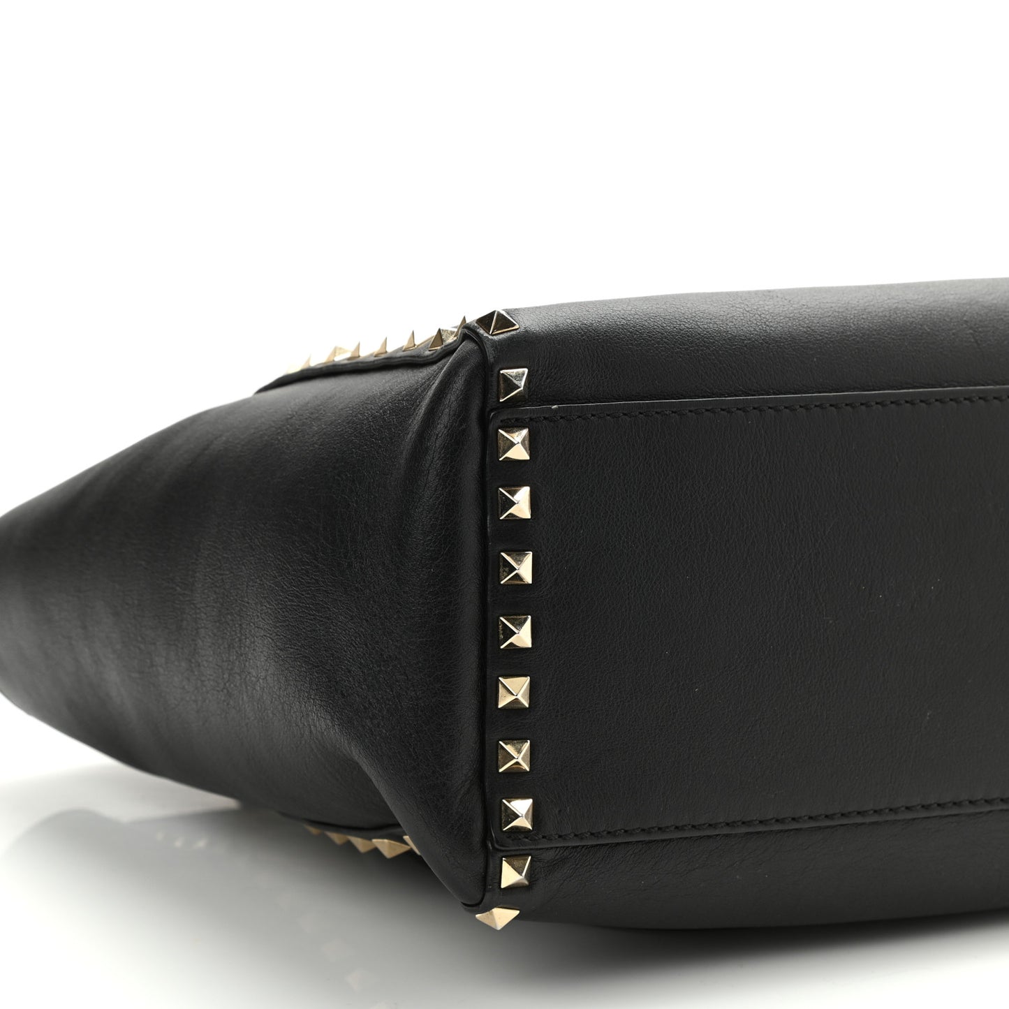 Vitello Rockstud Double Handle Tote Black